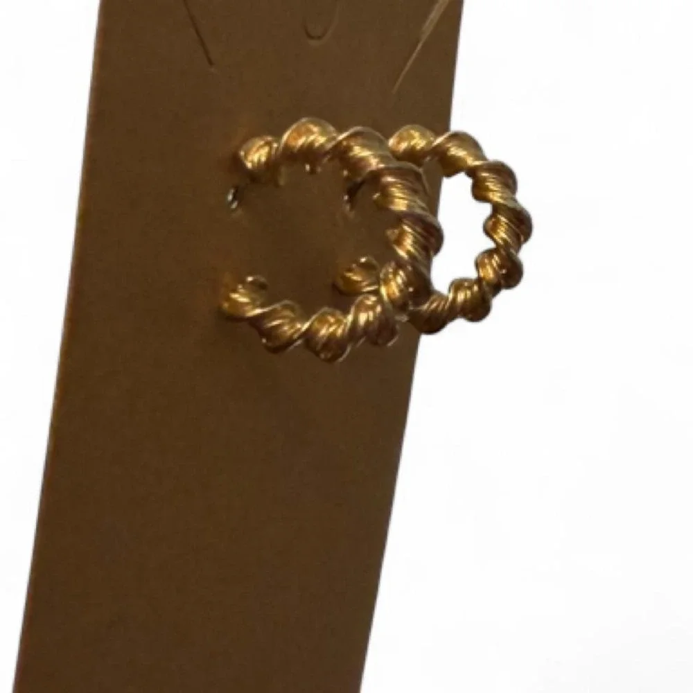 Gold Tone Twisted‎ Rope Hoop Earrings